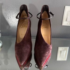 Christian Louboutin Women's Brown Suede Heels